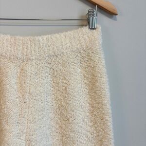 L'Academie Boucle Jogger Women's Small White Ivory Cream Fuzzy Pants Loungewear